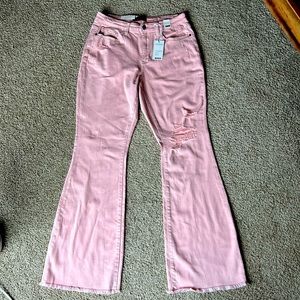 Judy blue high waisted flare garment dyed pink jeans size Sz 14 new with tags!!
